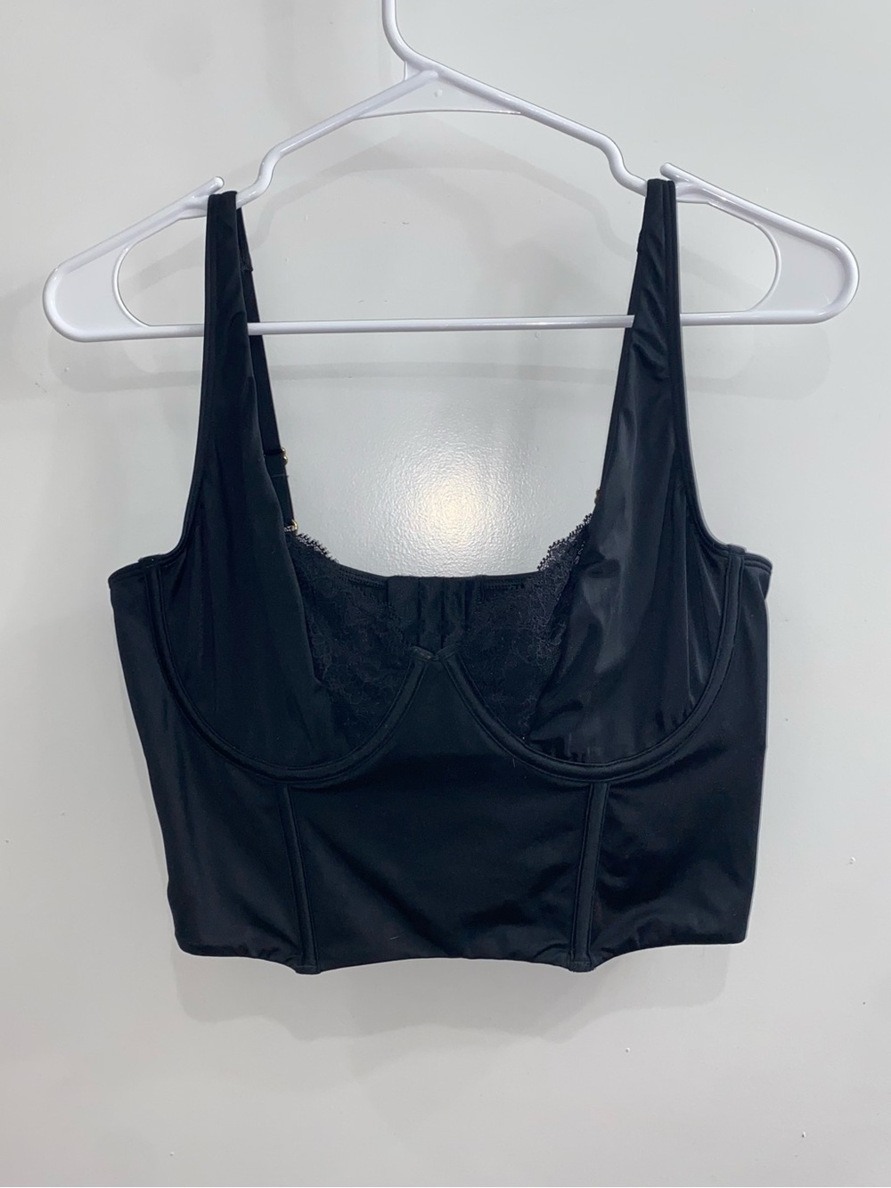 Abercrombie & Fitch Lace and Satin Balconette Corset Black Size L NWT